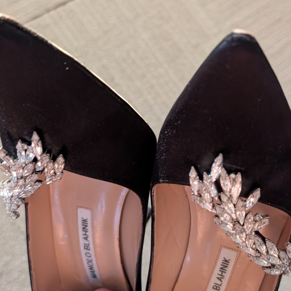 Manolo Blahnik Black Heels with Crystal Accents - Picture 4 of 12